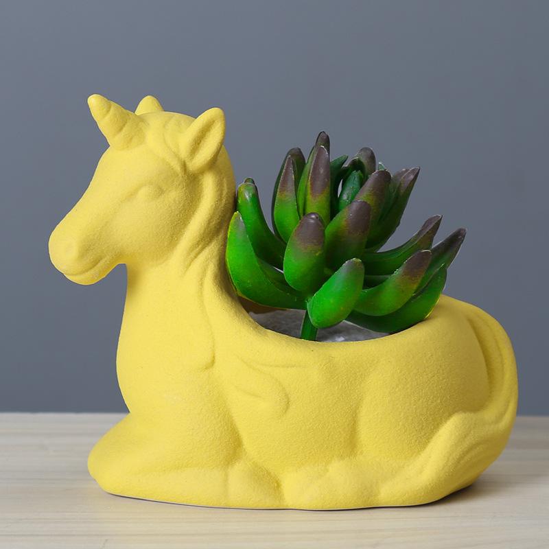 Simple White Creative Succulent Plant Flower Device Cartoon Animal Japanese New Ceramic Flower Pot