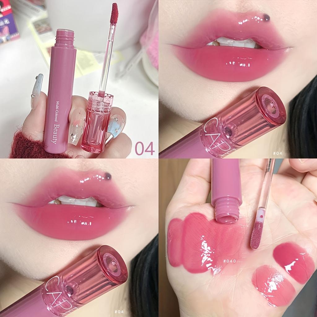 Gloss Labial Jelly Espelhado à Prova d'Água 6 Cores Brilho Labial Água-Luz Longa Duração Hidratante Brilhante Vermelho Tonalizante Lábios Maquiagem Cosméticos