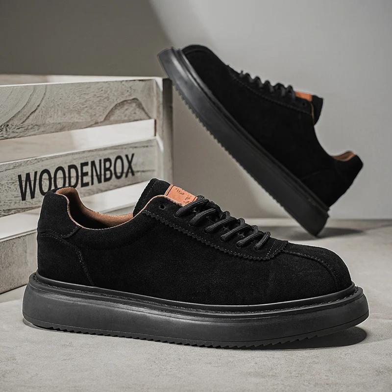 Brand Men Casual Genuine Leather Shoes Thick Bottom Office Oxford Business Shoes Comfy Antiskid Outdoor Running Sneakers Shoes