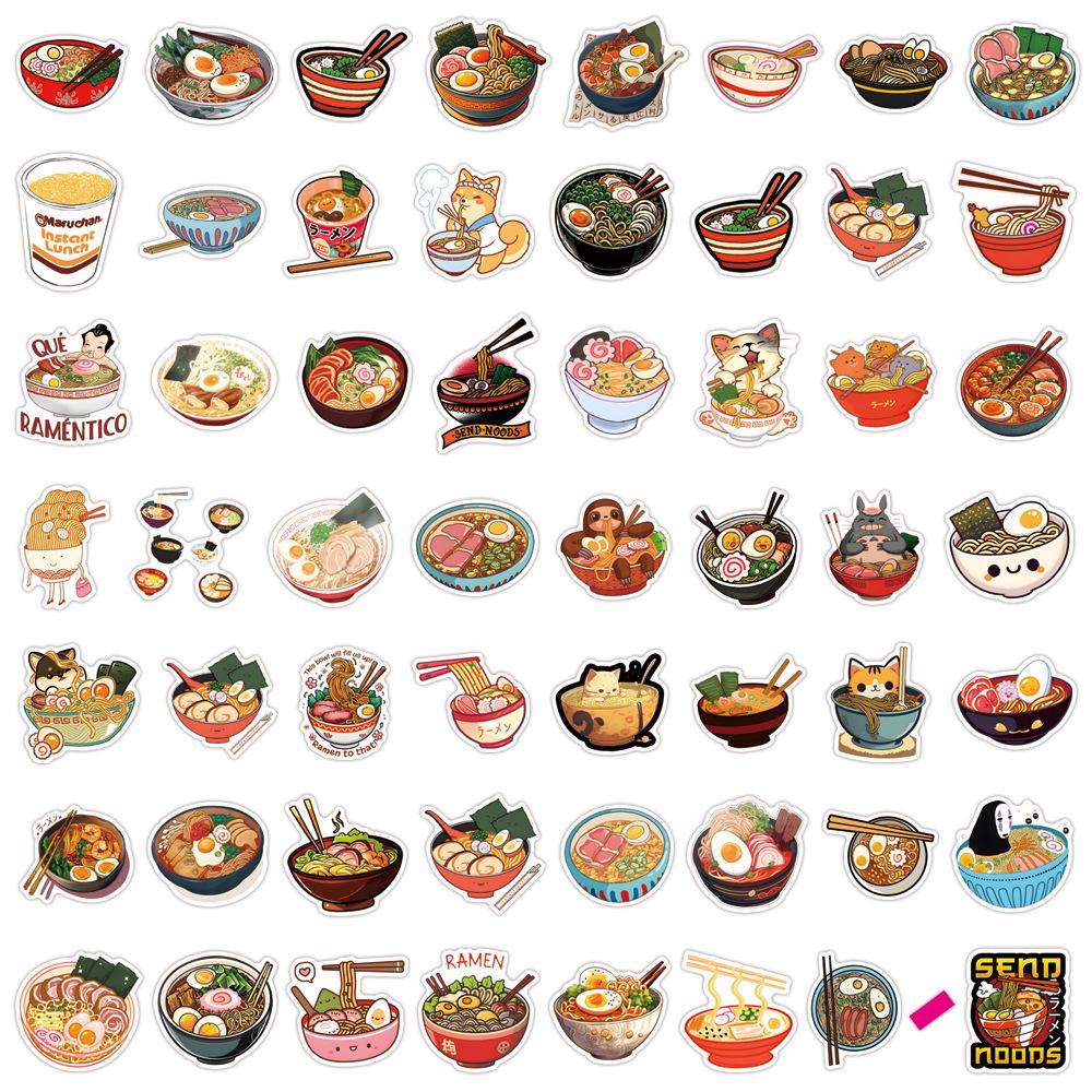 

55 Creative Graffiti Ramen Stickers for Suitcases, Water Bottles, and Scooters