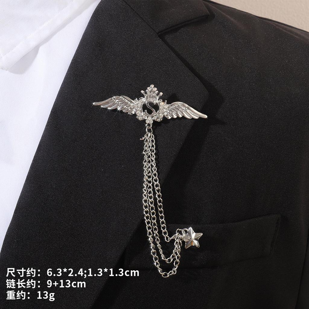 Fashion Baroque Vintage Diamond Brooch Men'S Suit Accessories Personalized Wedding Long Jacket Corsage Badge
