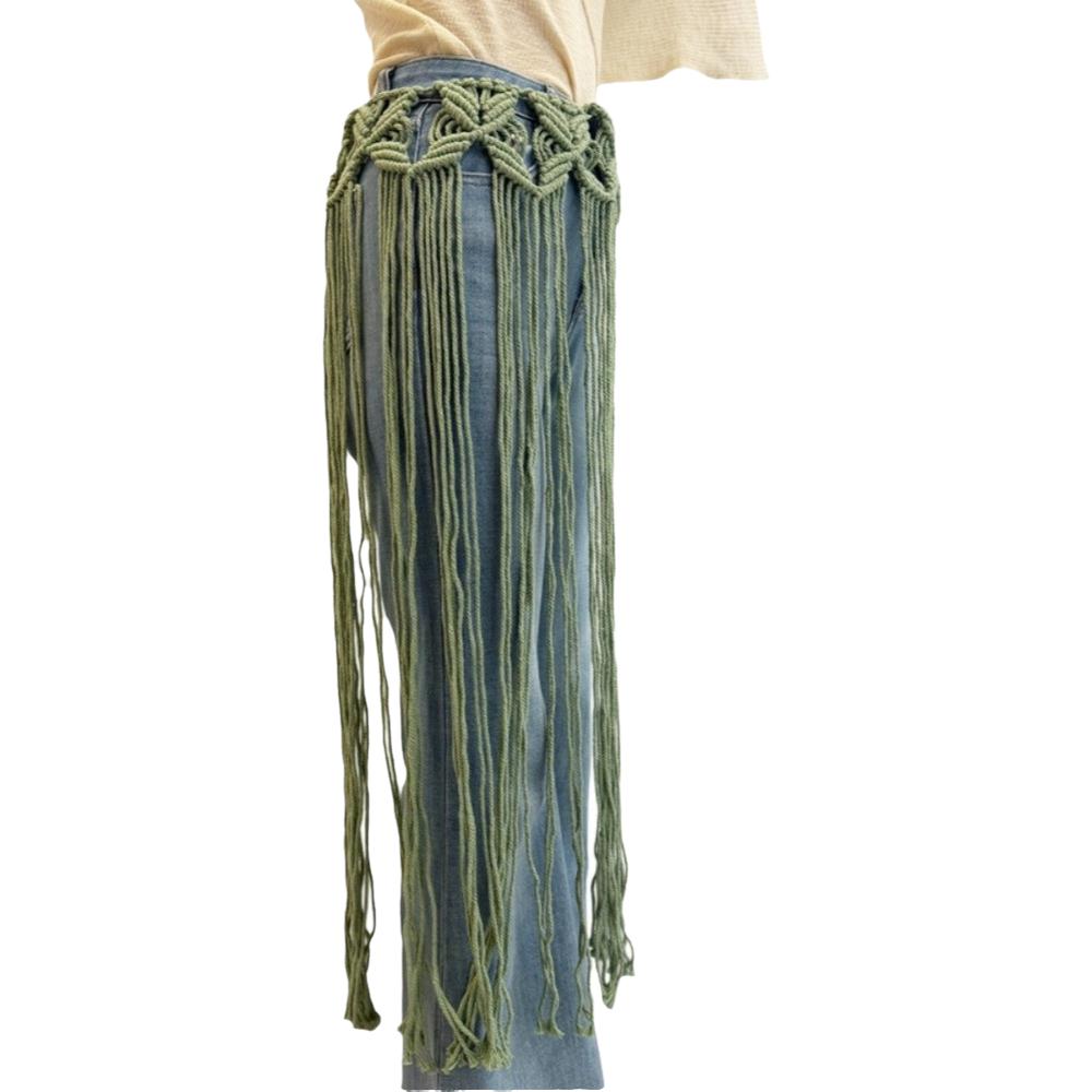Bohemian Netted Fringe Waistband Decorative Tassel Fringed Waist Belt Women's Waist Accessory