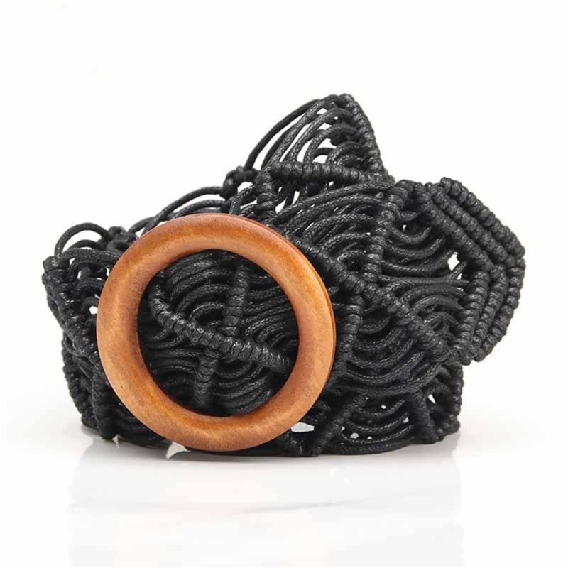 Ethnic Braided Waxed Cord Wide Belt For Women Stylish Adjustable Waistband With Tribal Design Comfortable Daily Wear