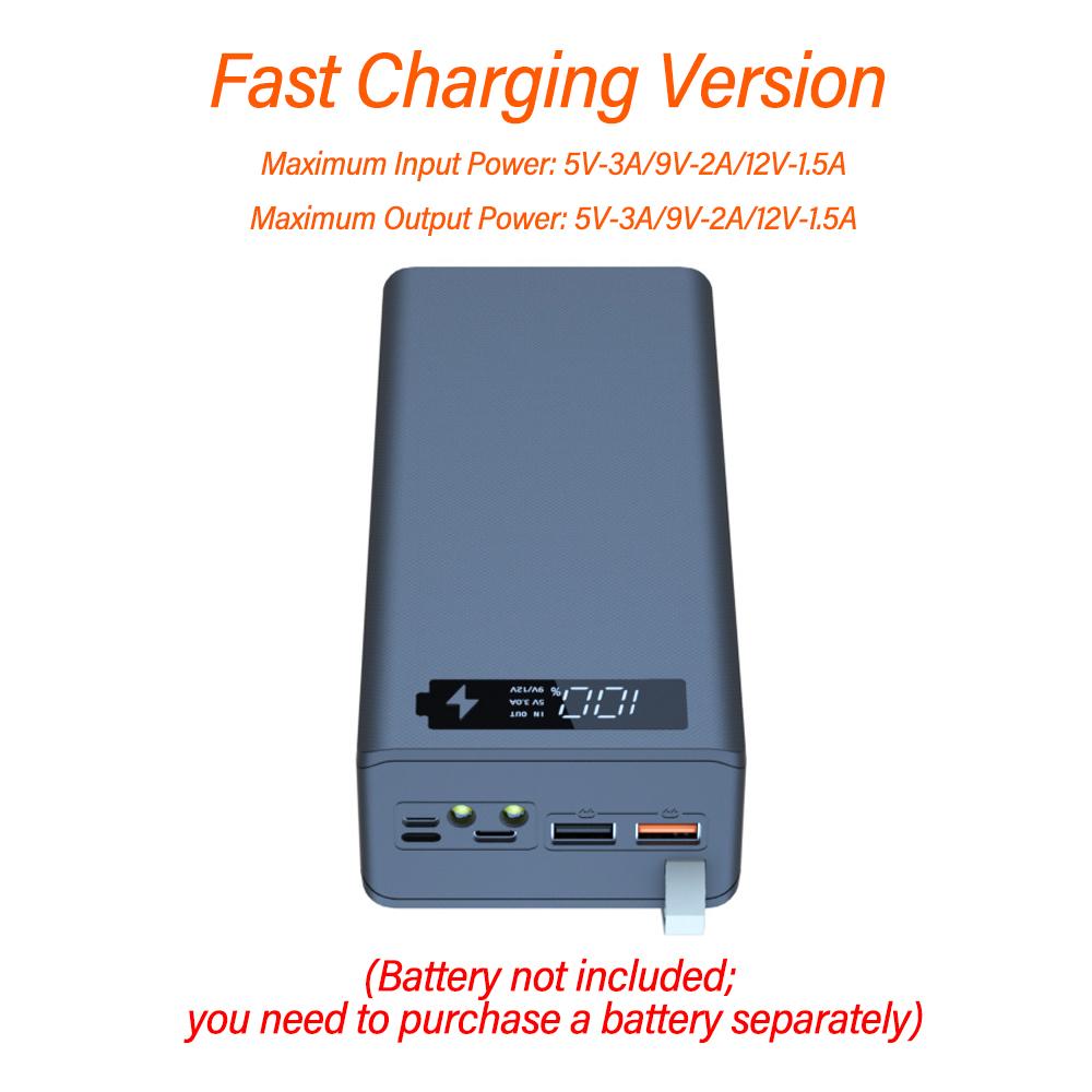 Detachable No‑Welding 16 Cells 18650 Power Bank Kit DIY Mobile Power Supply Shell Wireless Charging Module With LED Light