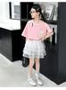 Girls' summer skirt set, new children's clothing, medium and large children's beautiful and good-looking T-shirt skirt two-piece set