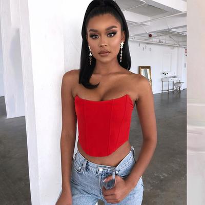 Damenmode Sexy rückenfreie ärmellose Off-Shoulder Tops Korsett Weste