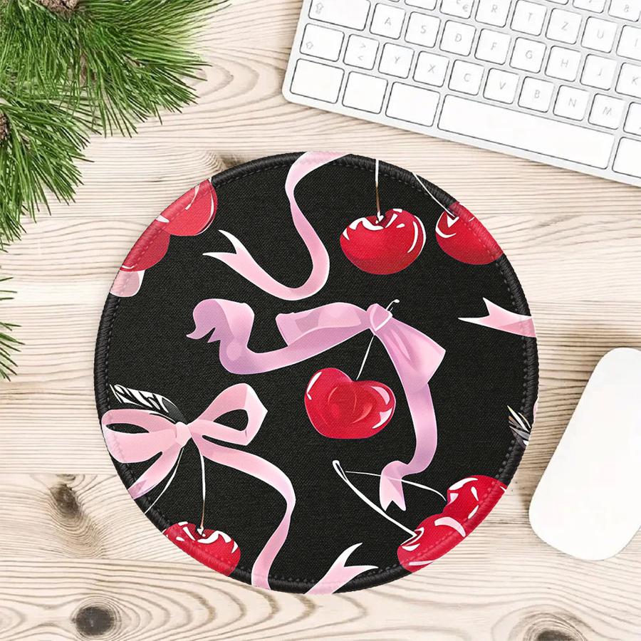 

Korean Cute Bow Cherry overlock 1pc Mouse Pad office Pad Keyboard Mouse Pad Computer Laptop Pad Game Console Pad Desk 200x200x2mm