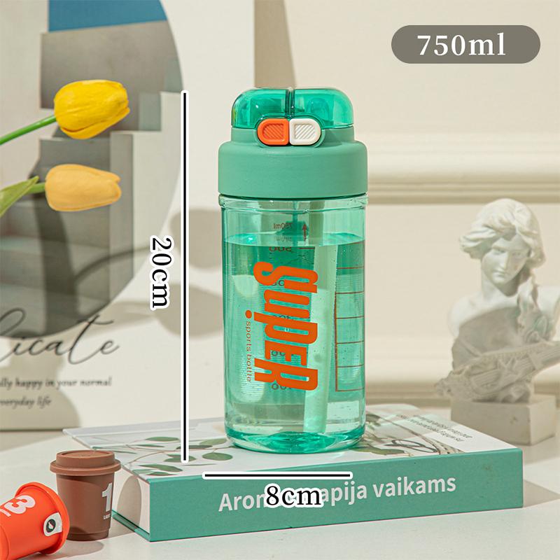 

620Ml Water Cup Handy Sports Water Bottle Food Grade Material Tea Partition Water Cup Female Straw Summer Portable Bottle 750ml зелёный