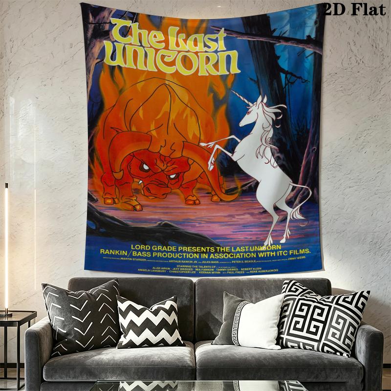The Last Unicorn Wall Tapestry Aesthetic Wall Hanging Printed Fabric Blanket Decorative Tapestries for Bedroom Living Room Home Decor