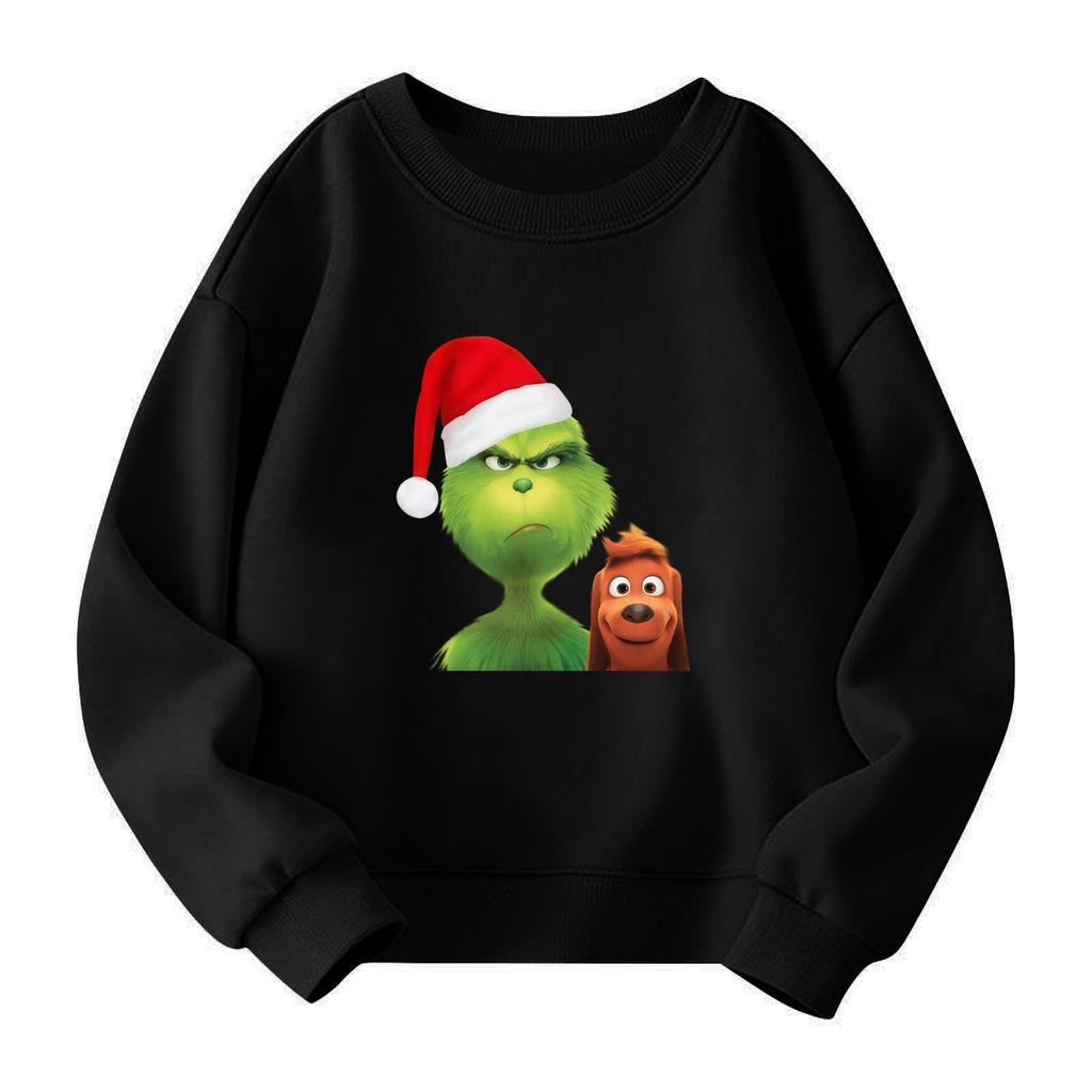 Christmas Day Girls Round Neck Pullovers For Kids Printed Baby Tops