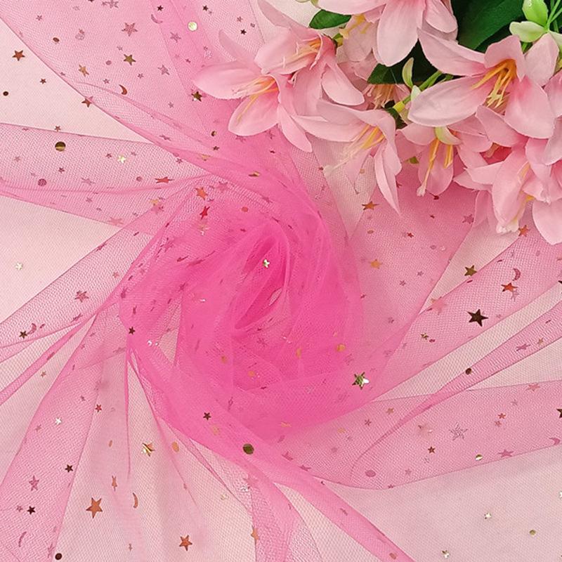 Țesătură Tulle Pre-Tăiată cu Lună Stelată pentru Buchete, Fuste de Masă și Rochii de Păpuși