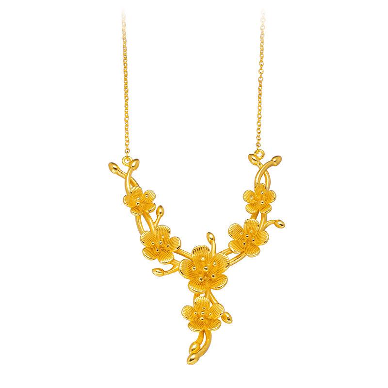 Shajin Blühende Halskette: Damenanhänger aus simuliertem Gold, luxuriöser High-End-Hochzeitschmuck.