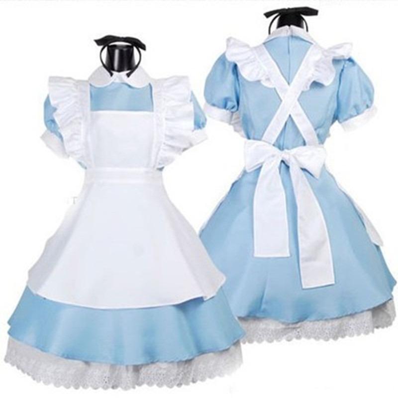 Alice Fantasy Země Zázraků Modré Světlo Zvuk Lolita Služebná Šaty Halloweenské Služebná Šaty Služebná Šaty Výkonnostní Šaty
