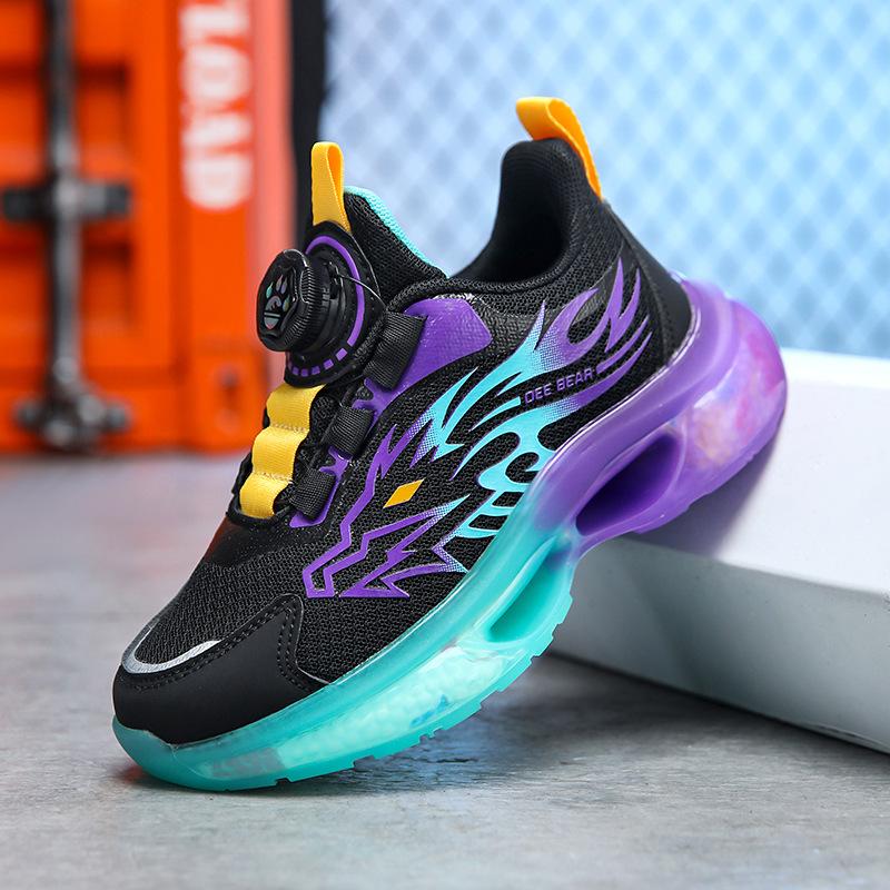337 Boys Shoes 2025 Autumn and Winter Warm Non-slip Soft-soled Sports Shoes Rotating Buckle Adolescent Children Leather Running