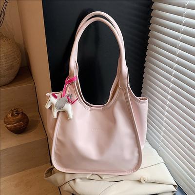 Candy Color Large-Capacity Portable Tote Bag Women'S Premium Texture Solid Color Foreign Style Commuting Shoulder Bag