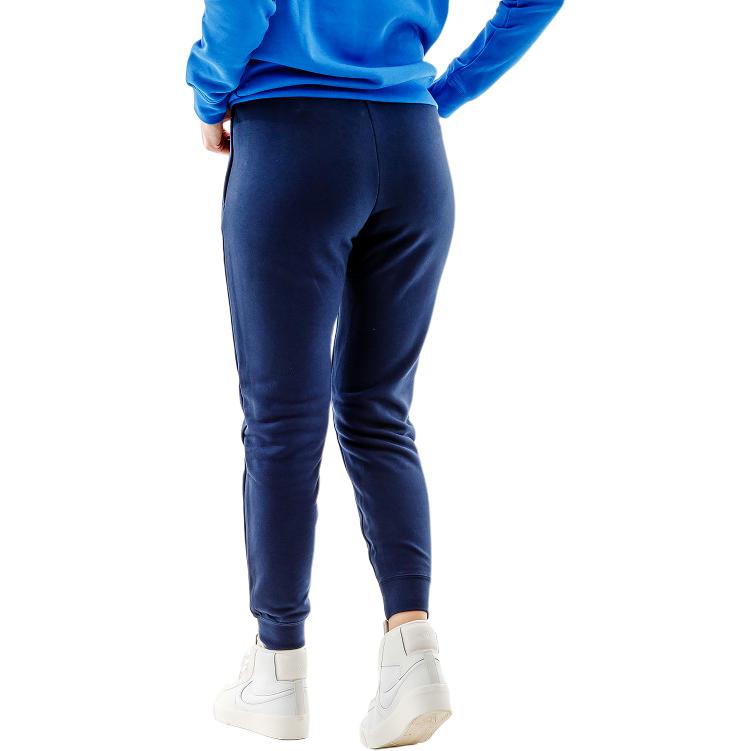 Nike Solid Color Front Logo Print Elastic Waist Mid Rise Knit Sports Pants Women Bottoms Navy-Blue CW6961-451