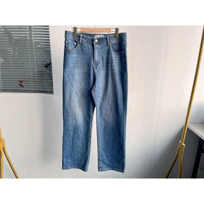 

Micro Flaw Spring & Fall New Arrival Fashion All-Match Thin and Comfortable Denim Minimalist Casual Elegant Trendy Trousers C12 Water wash blue M