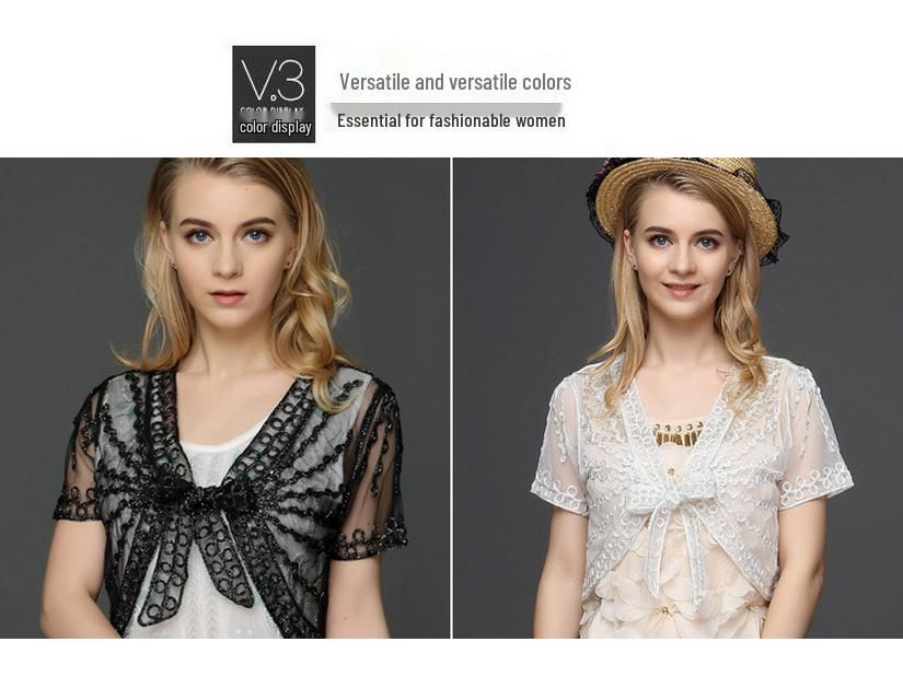 Plus Size Lace Sun Protection Shawl Cardigans & Short Jackets for Women