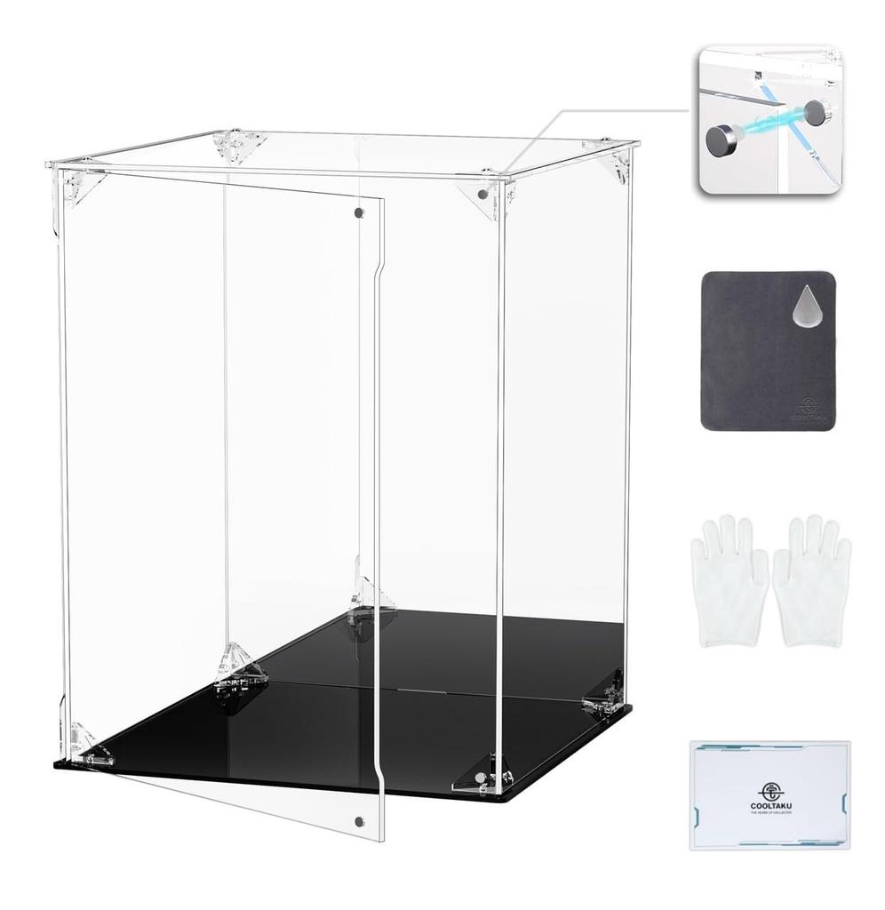 COOLTAKU Figure UV Back Magnetic Magnet Front Collection More Assembled Acrylic Display Stain Cleaning Cloth Included 25 x Depth 25 x Height Black
