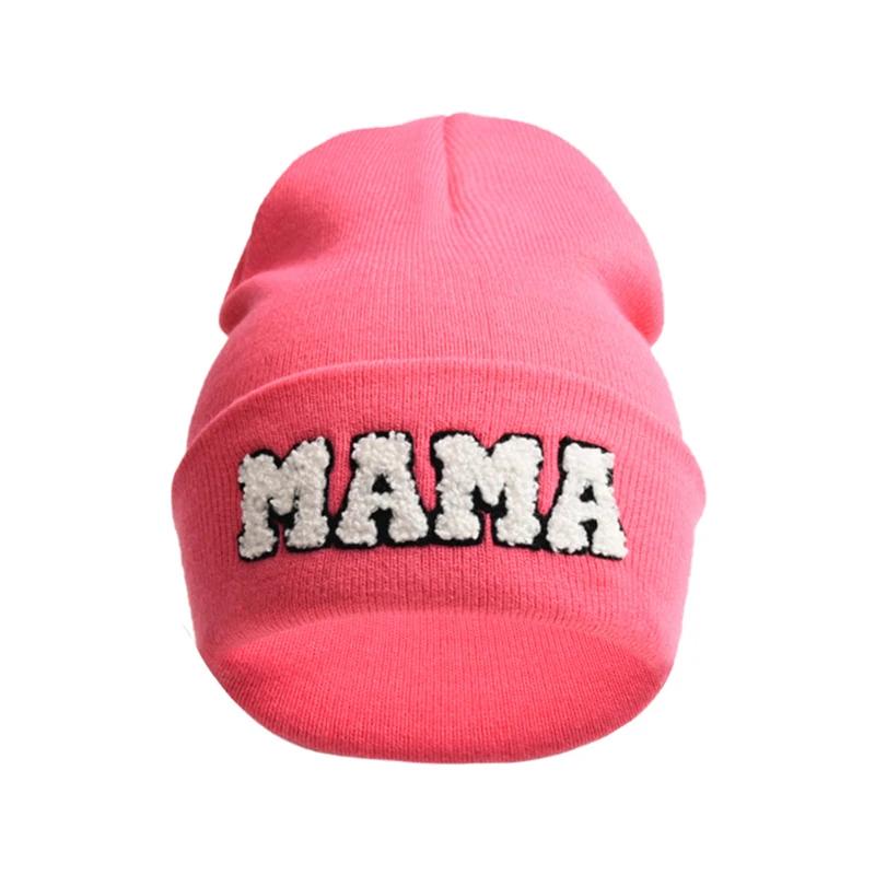 Winter Mama Letter Mini Solid Color Skullies Beanie Hat Outdoor For Women Hip Hop Knitted Caps Girl Casual Warm Ski Beanies Cap