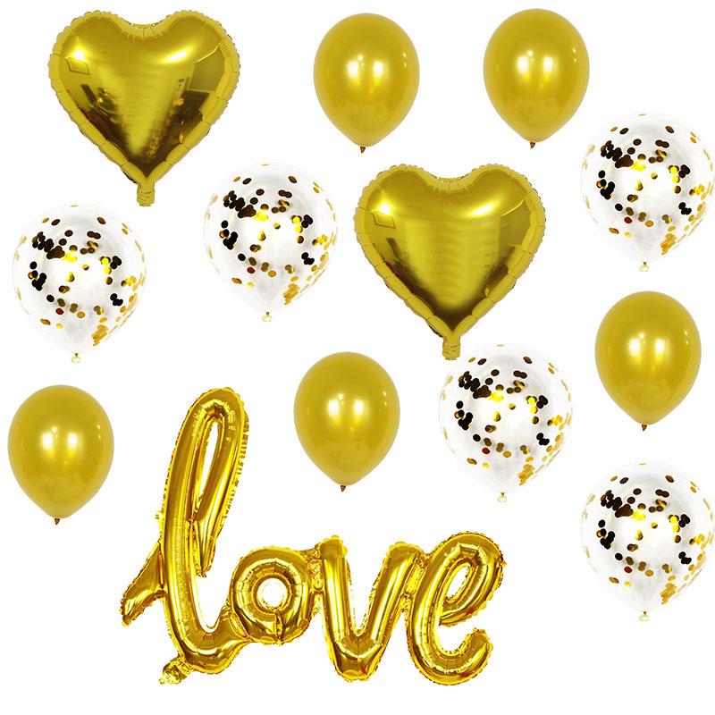 Large One-Piece Love Confession Foil Balloon Set for Valentine's Day & Wedding Room Décor