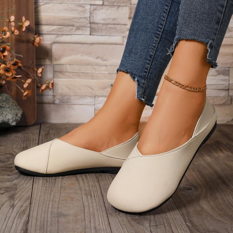 Fashion Low-heeled Single Shoes Autumn New Round Toe Shallow Mouth Soft Sole Non-slip Wear-resistant Low-top Shoes