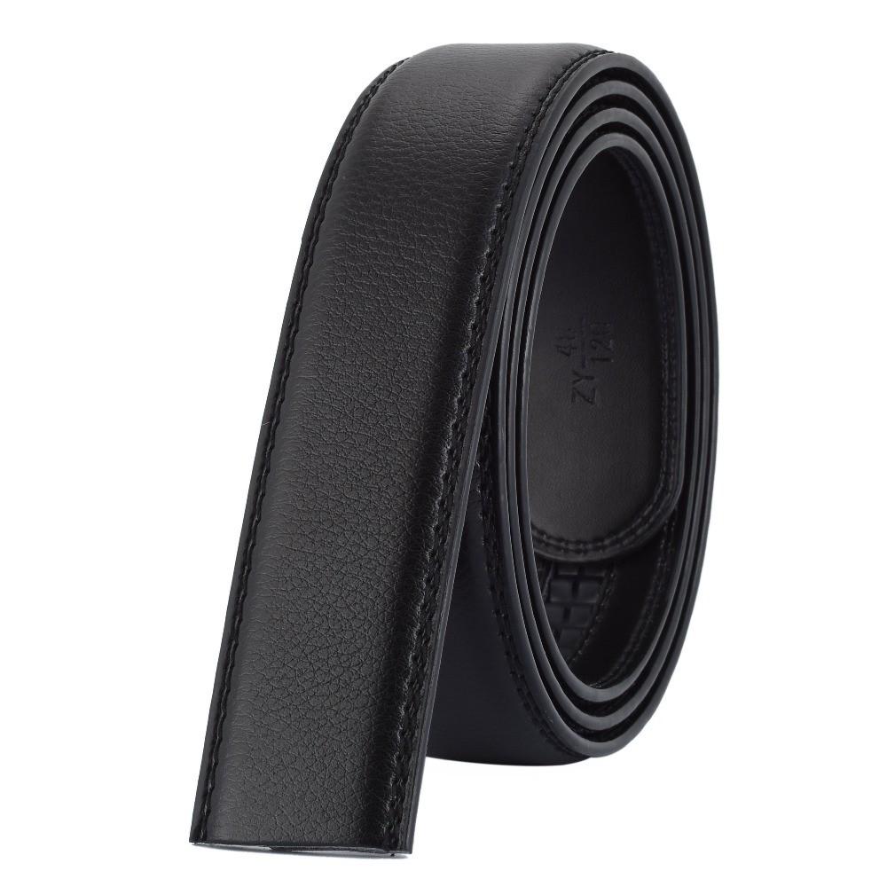 Men's Automatic Buckle Belt, 3.5cm, Headless, Lychee Grain, Brown/Black, for Trousers.