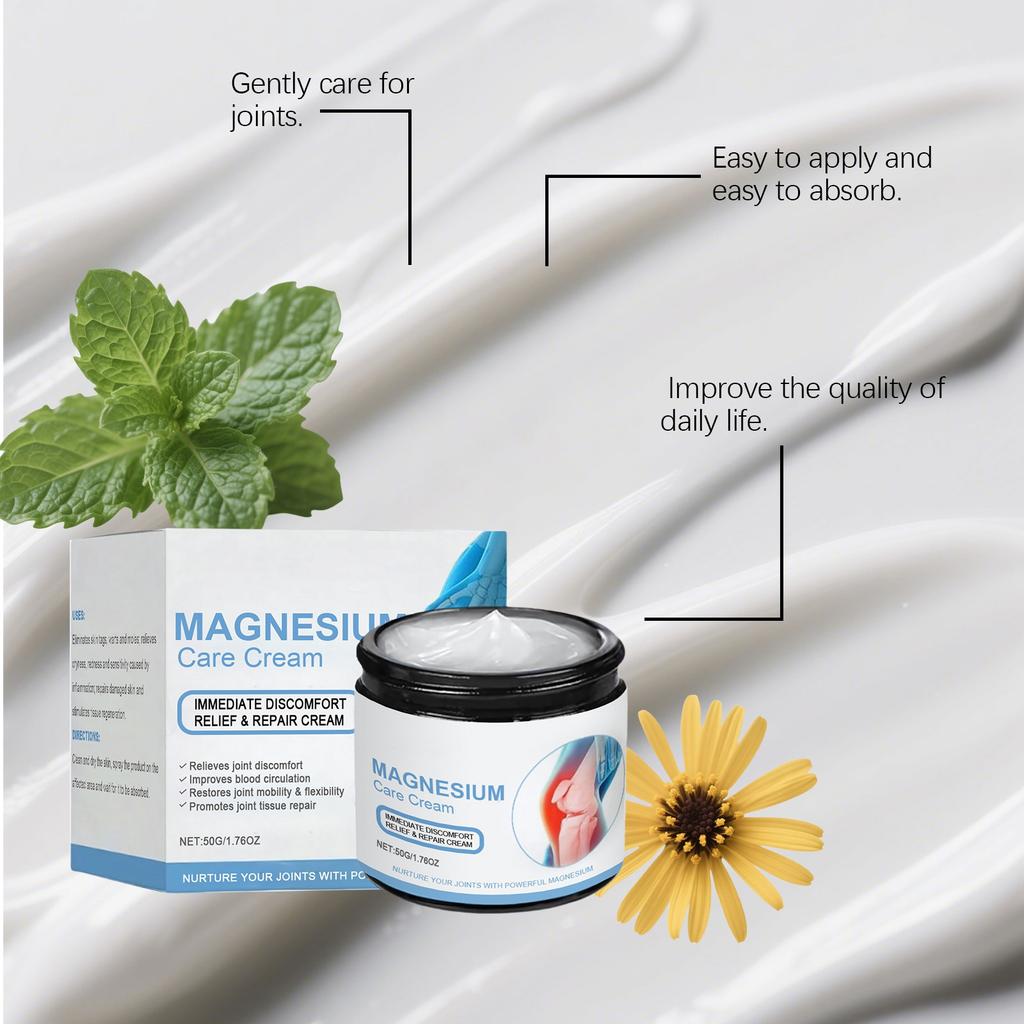 Joint Pain Relief Magnesium Care Cream Nourishes Bones, Reduces Joint Pain And Muscle Discomfort. External Massage Cream Is Gentle And Soothing.