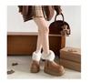 White Retro Velvet Non-slip Thick-soled Snow Boots for Women 2025 New Autumn and Winter Small Height-increasing Soft-soled Cotton Slippers