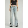 Foreign Trade Original Order PAC * Sun Lena Light Indigo Bow Wide Leg Straight Slimming Low Waist Super Baggy Jeans