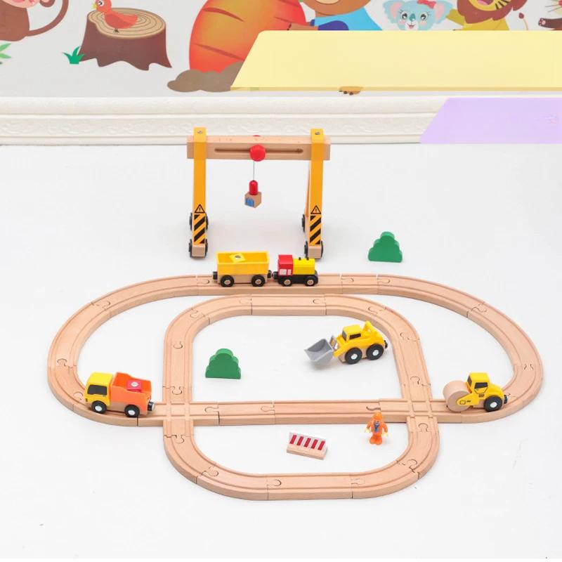 Wooden Hanging Tower Track Set Is Compatible With All Brands Of Railway Toys Road Accessories Assembly For Children Gifts PD60