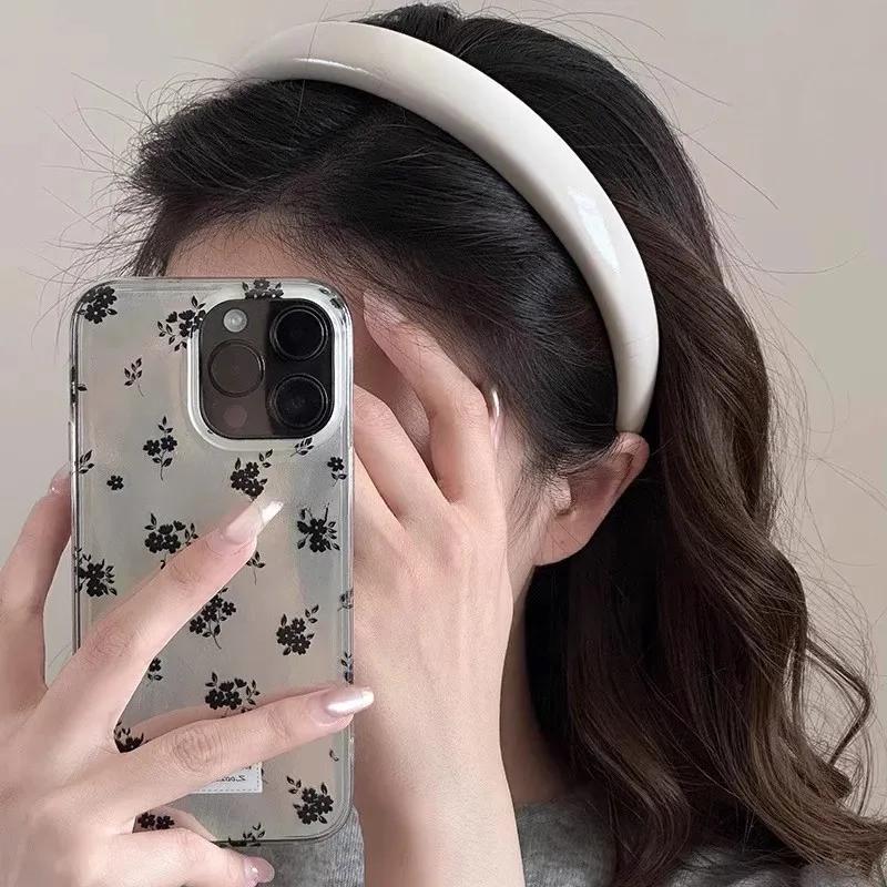Vintage Leather Sponge Solid Hairband For Women Simple Outside Hair Hold Headband Hair Hoop Hair Band Fashion Hair Accessories