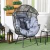 Rattan-Sessel, Outdoor-Sessel, Garten-Sessel, PE-Rattan, 89 cm x 75 cm x 143 cm, Grau+Schwarz