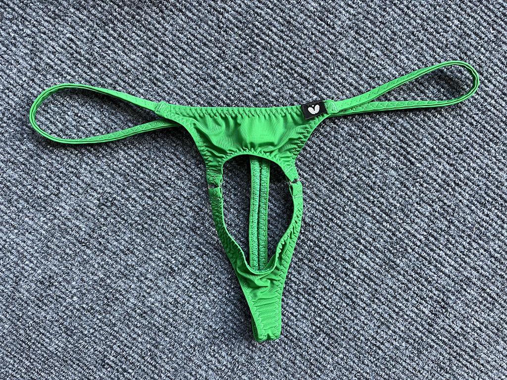 Penis Hole G-String Men Sexy Cock Ring Underwear Erotic Lingerie Low Rise T-Back Thongs Ice Silk Underpants Open Butt Panties