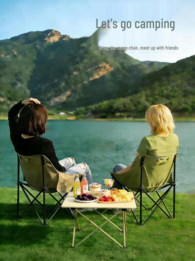 Moon Chair Set: Portable Outdoor Folding Chairs & Fishing Stool (3-Piece)