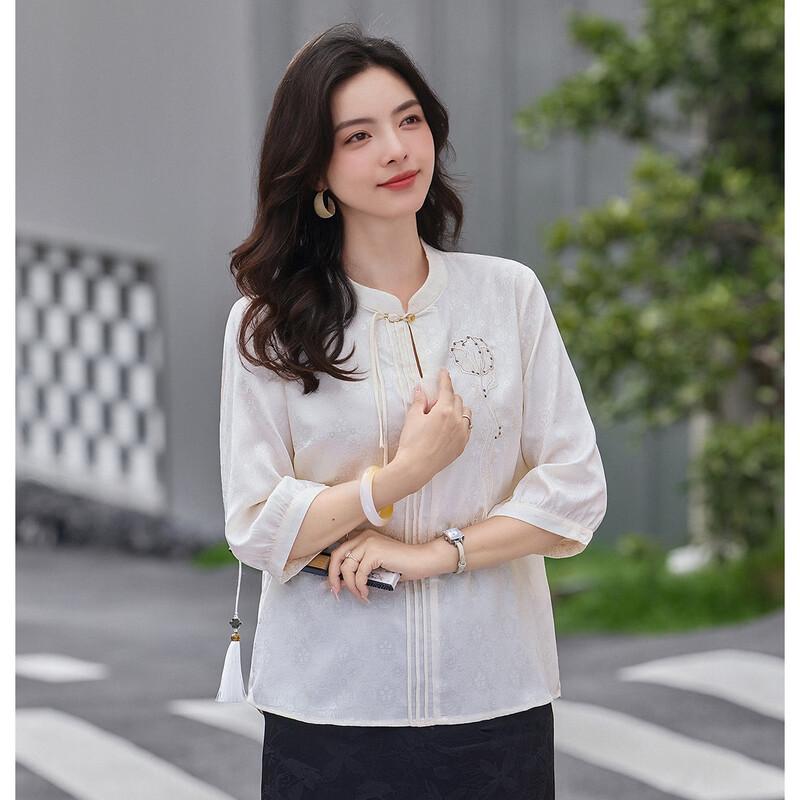 Elegant New Chinese Style Embroidered Chiffon Blouse