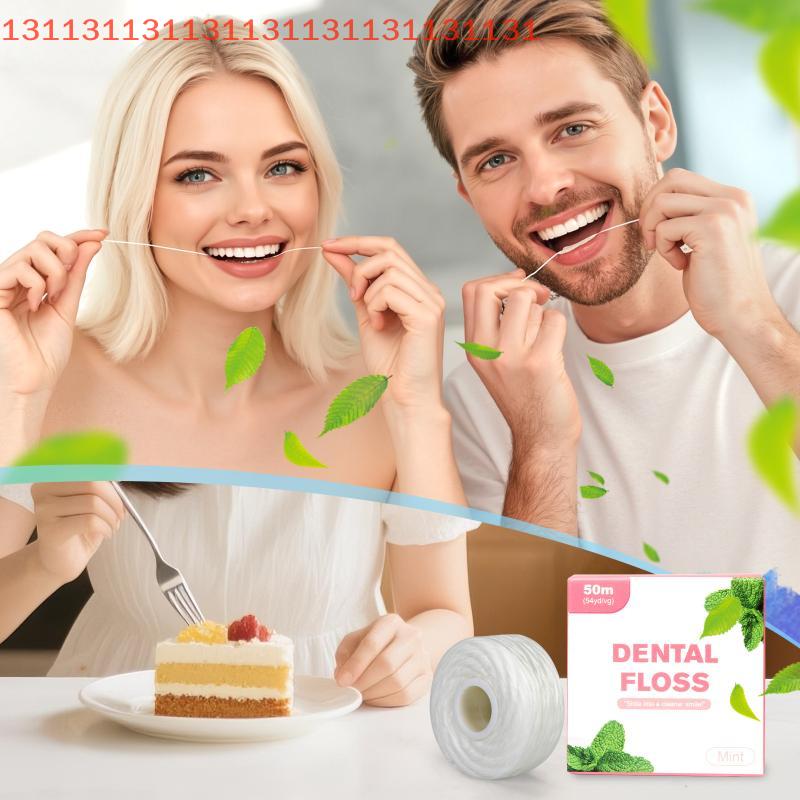 Dental Hygiene, Teeth Clean Tools, 50m Portable Dental Floss Roll Toothpicks, Dentistry Floss with Case, Oral Care