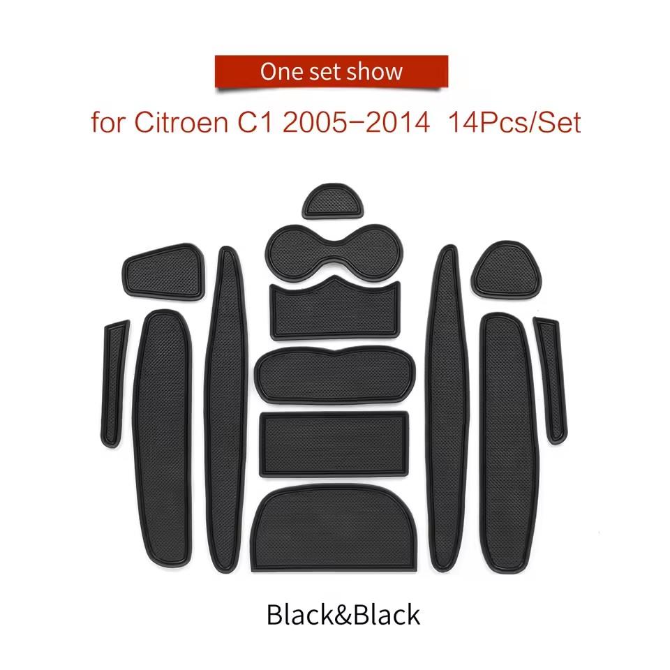 Für Citroen C1 2005 - 2014 Anti-Rutsch Ablagefach-Matte Getränkehalter Türfach Einlage Anti-Rutsch Matten Untersetzer Auto Innenraum Zubehör