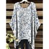 Women's T-Shirt Fashion Floral Printing Short Sleeve Tops Summer Vintage Street Round Neck