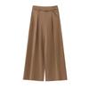 2025 Spring Women's Solid Color Belted Loose Wide-Leg Casual Long Pants