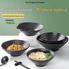 A5 Melamine Black 7-inch Noodle & Ramen Bowl (10-Pack)