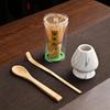 4 IN 1 Bamboo Matcha Powder Whisk Teaspoon Ceramic Bowl Tranditional Tea Matcha Whisk (Chasen)Sets Home Tea-making Accessories