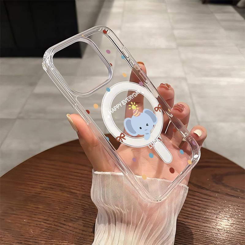 

MagSafe Magnetic Protective Case for iPhone 17 Pro Max - Polka Dot Elephant Design iPhone XS