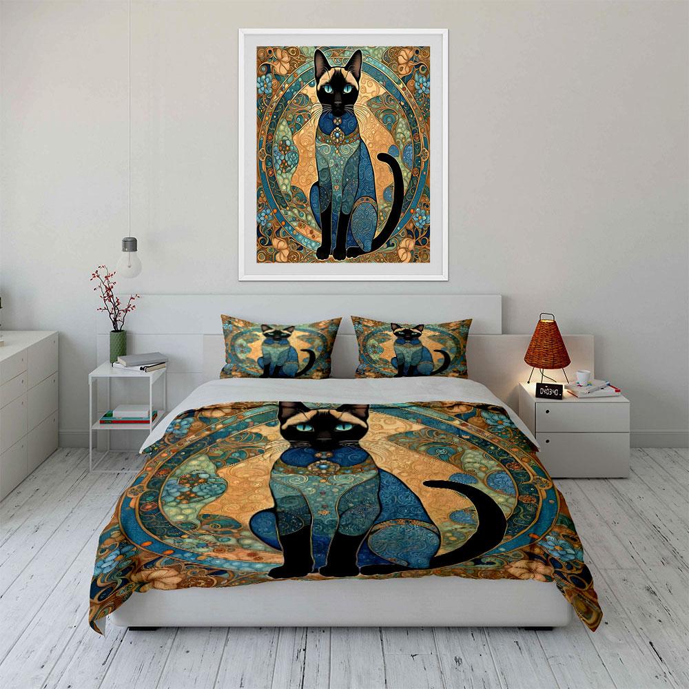Artistic Cat Decor Set - Home Accent Exquisite Three-Piece Bedding Set Gift For Kids And Adults