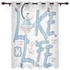Tenda per Casa Ancora Blu Barca Pesce Camera da Letto Tende per Cucina Articoli Decorativi per Soggiorno Tende per Finestre per Soggiorno