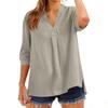 Womens 34 Sleeve V Neck Blouse Loose Fit Solid Tunic Top Casual Pullover Lightweight Comfortable Shirt for Daily Wear