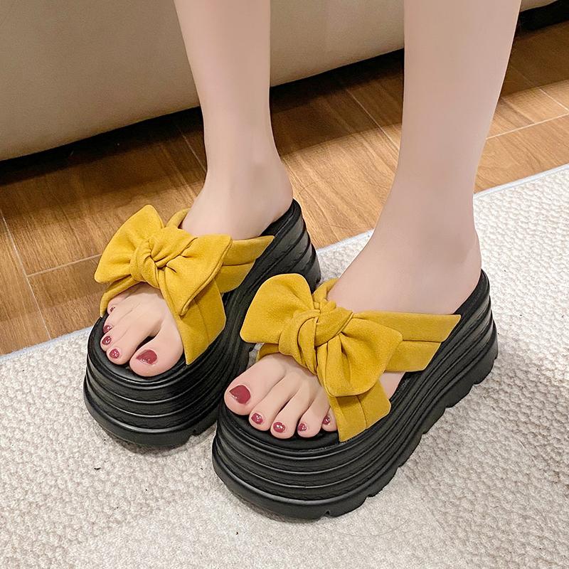 Fashion 8CM High Platform Sandals Women Summer Breathable High Heels Ladies Sneakers Wedges Chunky Butterfly-knot Slippers Sandals Mujer