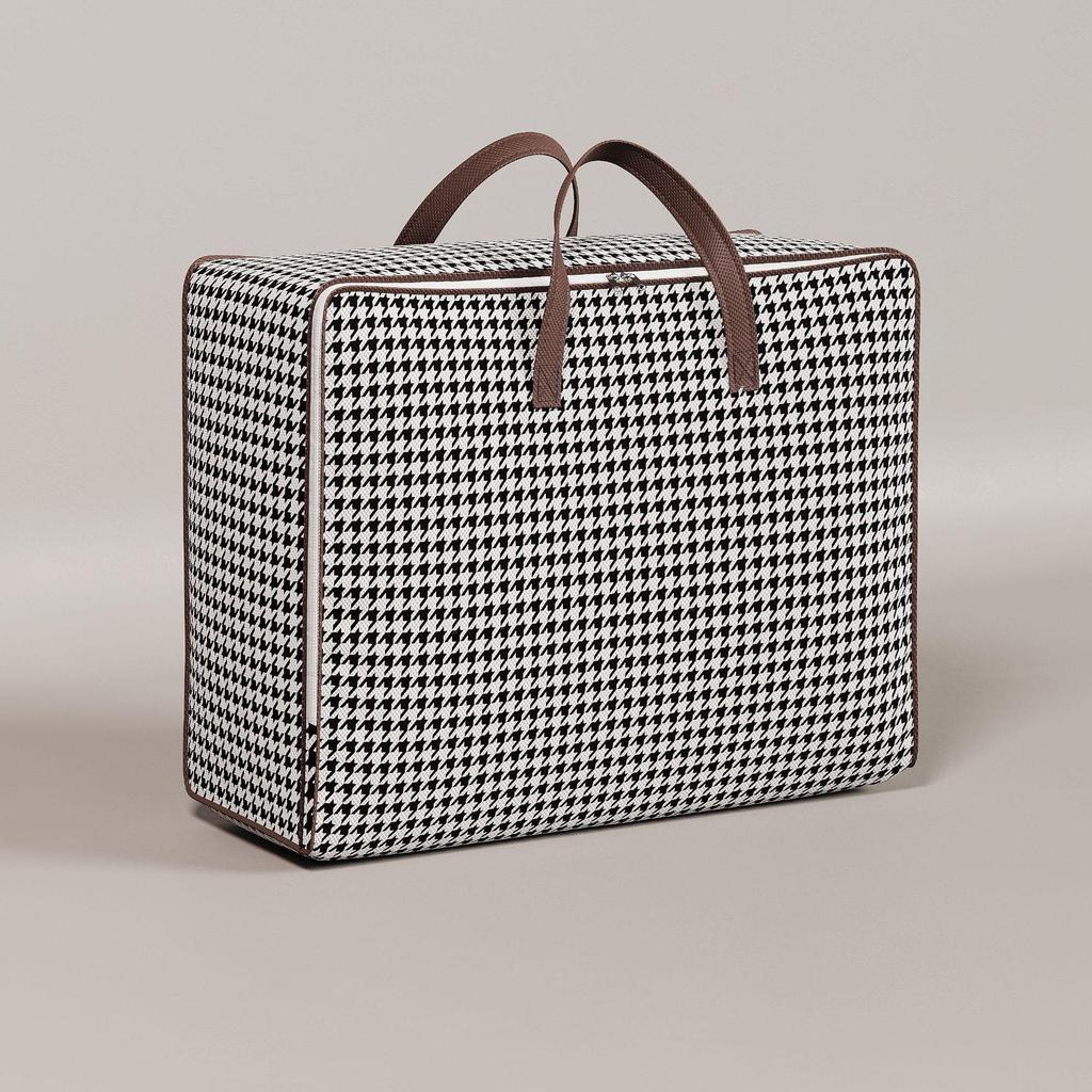 2024 Portable Houndstooth Foldable Storage Bag for Clothes and Quilts