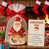 Little Pocket Christmas Hug Santa Claus Charm Keepsake Holiday Cards with Bags for Friends Family Kids Adults Women Girls