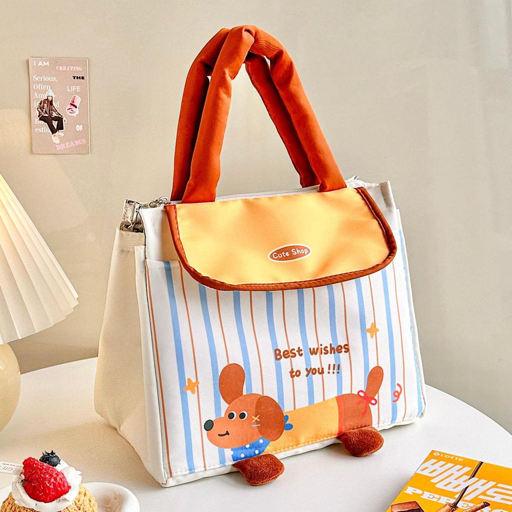 Cartoon Cute Double-Layer Insulated Lunch Bag for Students & Office Workers